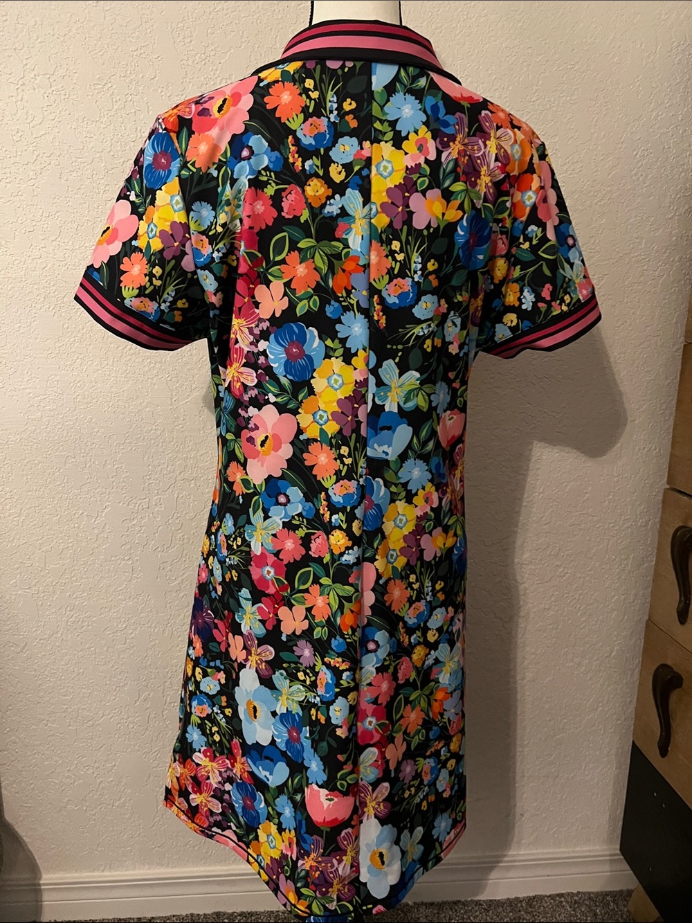 Johnny Was Active Floral Polo Shirt Dress - Black Multi - Picture 4 of 5